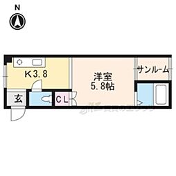 コンフォート16 1Kの間取図画像