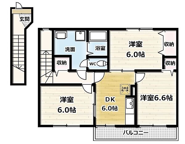 ソレアード泉川A 201｜京都府木津川市加茂町里宇留志(賃貸アパート3DK・2階・63.65㎡)の写真 その1