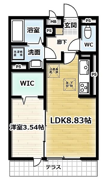 アイル京都宇治西 106｜京都府宇治市小倉町春日森(賃貸アパート1LDK・1階・33.40㎡)の写真 その2