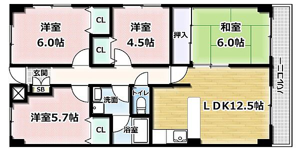 ベルヴィ西浦 401｜京都府宇治市木幡西浦(賃貸マンション4LDK・4階・77.55㎡)の写真 その2