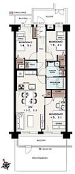 ライオンズガーデン船橋薬園台 3DKの間取図画像