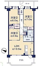 ダイアパレスホワイトテラス・グランディア水元公園 3LDKの間取図画像