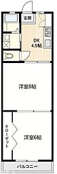 あすなろマンション 2DKの間取図画像