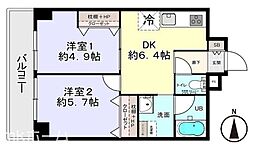 ハイム松江 2DKの間取図画像