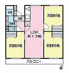 稲毛ファミールハイツ22棟 3LDKの間取図画像