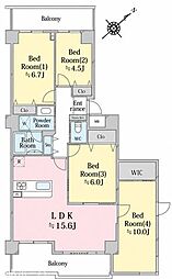 ツインエルシティ千葉2番館 4LDKの間取図画像