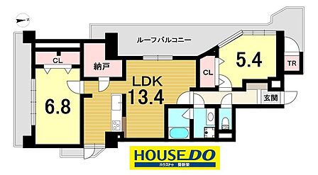 専有面積65.01m2の2LDK。