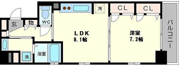 シェーンブルン ｜大阪府大阪市中央区本町橋(賃貸マンション1LDK・7階・39.83㎡)の写真 その2