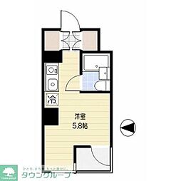 国分寺シティハイツ 3階ワンルームの間取り