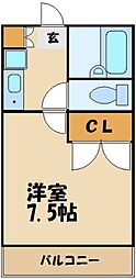 レジデンスＩＳＹ 1階1Kの間取り