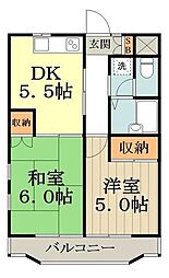 パークハイツC 2DKの間取図画像