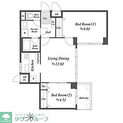 プレジデント・ミタマ 2LDKの間取図画像