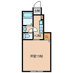 アルブル・ヴィラージュ 1Kの間取図画像