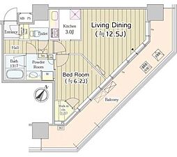 ユニゾンタワー東中野 1LDKの間取図画像