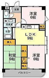 サニーヒルズK 3LDKの間取図画像
