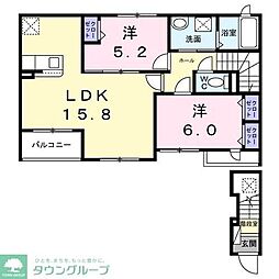 西東京市中町3丁目アパート 2LDKの間取図画像