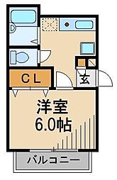 エスポワール 1Kの間取図画像