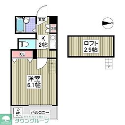 Kフレール 1Kの間取図画像