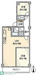マートルコート調布第2 2LDKの間取図画像