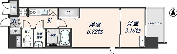 スプランディッド荒本駅前DUE 1404｜大阪府東大阪市横枕西(賃貸マンション2K・14階・27.61㎡)の写真 その2