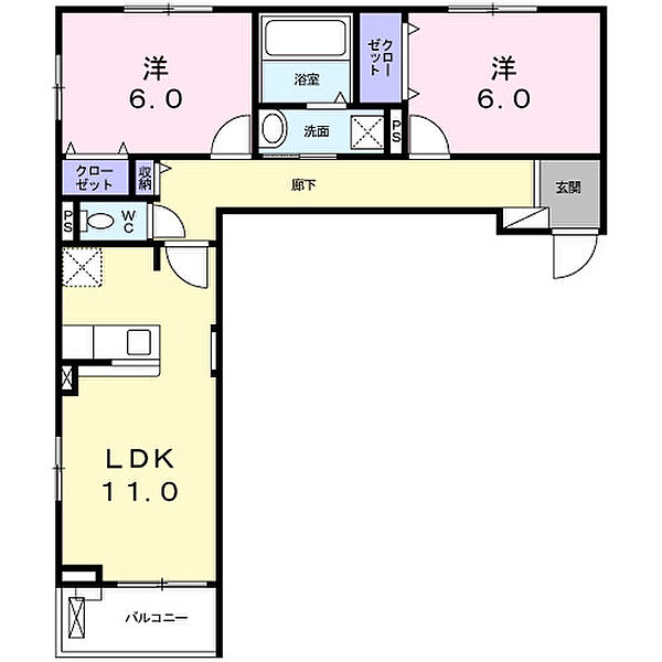 ラ　ヴィータ　リッカ 302｜大阪府枚方市大峰元町1丁目(賃貸アパート2LDK・3階・58.23㎡)の写真 その2