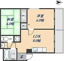 ツイン77 201 ｜ 大阪府八尾市北本町3丁目（賃貸マンション2LDK・2階・49.00㎡） その2