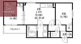 クリエオーレ津の辺町II 303 ｜ 大阪府大東市津の辺町21-33（賃貸アパート2LDK・3階・42.51㎡） その2