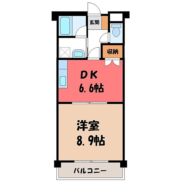 栃木県栃木市箱森町(賃貸マンション1DK・3階・38.64㎡)の写真 その2