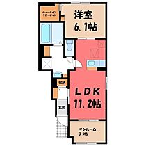 栃木県栃木市大平町富田（賃貸アパート1LDK・1階・50.02㎡） その2