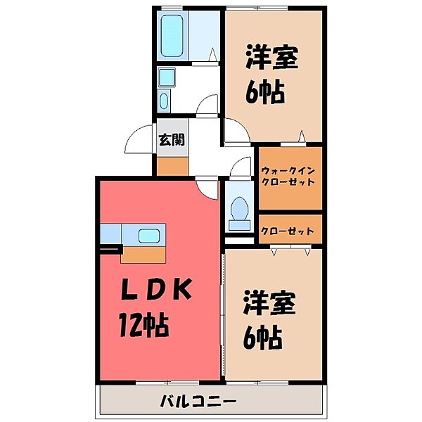 栃木県小山市犬塚5丁目(賃貸アパート2LDK・3階・56.13㎡)の写真 その2