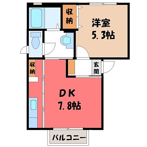 茨城県結城市新福寺5丁目(賃貸アパート1DK・1階・33.25㎡)の写真 その2