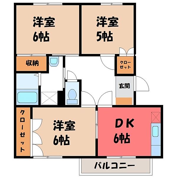 茨城県筑西市乙(賃貸アパート3DK・2階・60.00㎡)の写真 その2