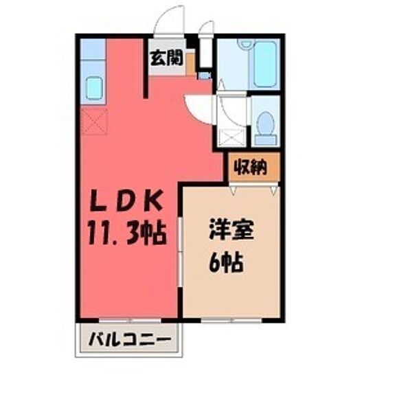 栃木県下野市小金井5丁目(賃貸アパート1LDK・2階・39.73㎡)の写真 その2