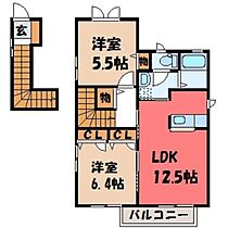 栃木県栃木市箱森町（賃貸アパート2LDK・2階・61.60㎡） その2