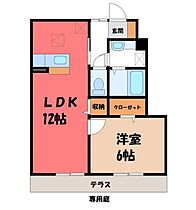 栃木県栃木市大平町富田（賃貸アパート1LDK・1階・42.38㎡） その2