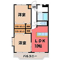 ユーミーリベルテ II  ｜ 栃木県小山市大字喜沢（賃貸マンション2LDK・3階・59.28㎡） その2