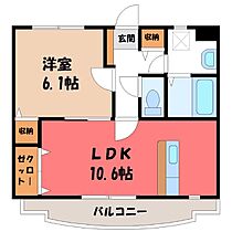 栃木県小山市大字喜沢（賃貸マンション1LDK・3階・42.84㎡） その2