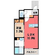 栃木県栃木市大平町西水代（賃貸アパート1LDK・1階・33.41㎡） その2