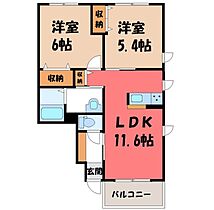 栃木県下都賀郡野木町大字丸林（賃貸アパート2LDK・1階・52.58㎡） その2