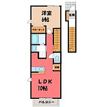 栃木県小山市西城南5丁目（賃貸アパート1LDK・2階・42.37㎡） その2