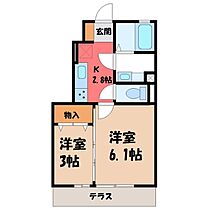 栃木県小山市八幡町1丁目（賃貸アパート2K・1階・29.68㎡） その2