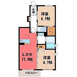 La Vierge 1階2LDKの間取り