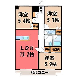 カーサガレリア 3LDKの間取図画像