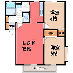 メゾンドアランフェスA棟 2LDKの間取図画像
