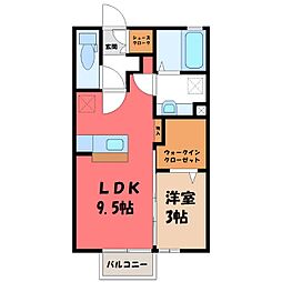 カーサフィオーレ 1LDKの間取図画像