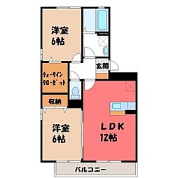 パレロワイヤルC 2LDKの間取図画像