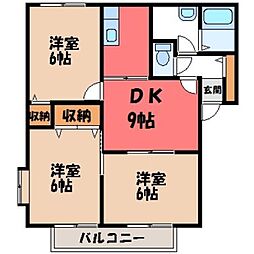 カーサピアチェーレA棟 3LDKの間取図画像