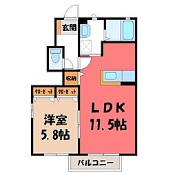 レジェンド・ヤマトB 1LDKの間取図画像