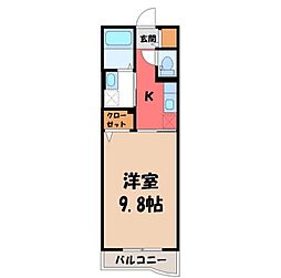 プロムナードベル 1Kの間取図画像