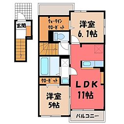 エクセリア立木1 2LDKの間取図画像